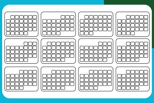 Collection of various keyboard layouts on a white background with blue border