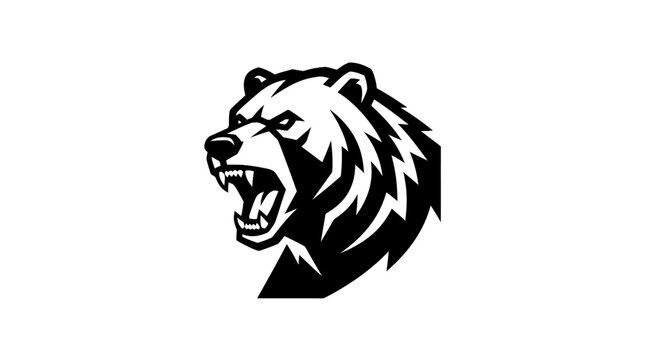 Aggressive Roaring Grizzly Bear Profile Mascot