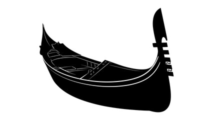 Venetian Gondola Silhouette: A classic Venetian gondola rendered in a bold black silhouette, capturing the iconic elegance and romance of water travel through ancient canals. © Hasem