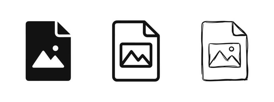 Image file document icon set, digital photo storage