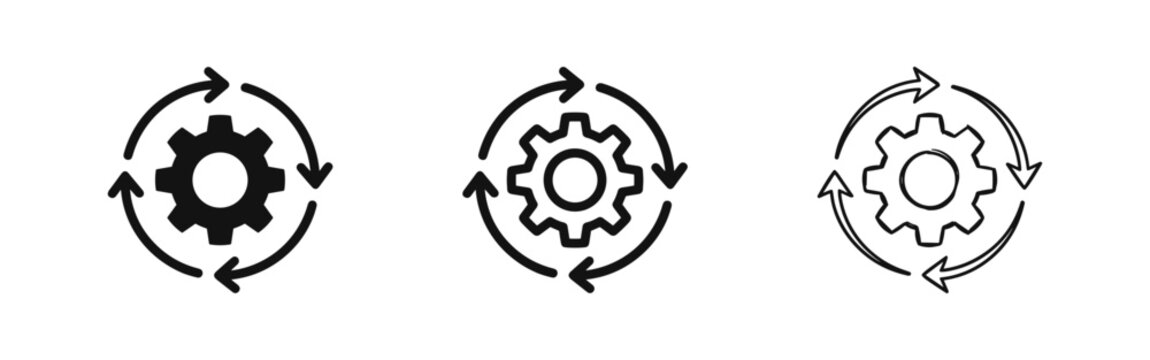 Gear with arrows icon for process, cycle or workflow