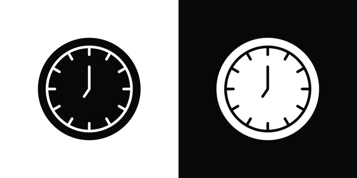 Clock seven icon flat design concept in black