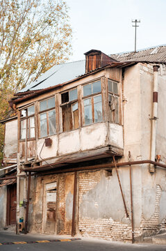 Historic architecture reveals weathered facade