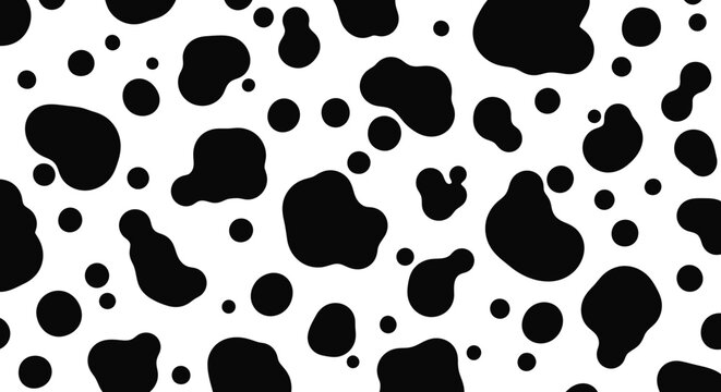 Cow Pattern Seamless Background: Black Spots on White
