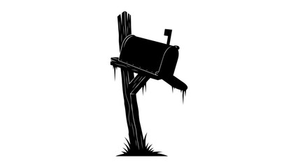 Silhouette of an Abandoned Mailbox: A stark silhouette of a weathered, abandoned mailbox stands on a post, its once functional form now appearing desolate and forgotten. © Hasem