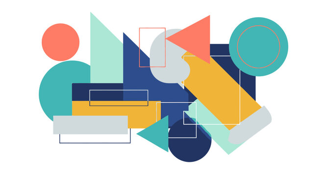 Abstract geometric shapes collage with modern design and pastel colors