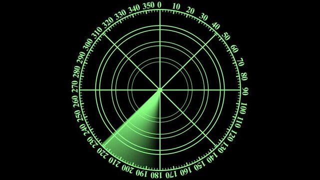 Radder HUD technology signal waves animation on colorful background. Radar point to detect enemy position. Radder searching security concept animation. signal waves, searching icon. Black background.