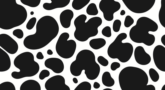 Black and white cow spots pattern - seamless texture background