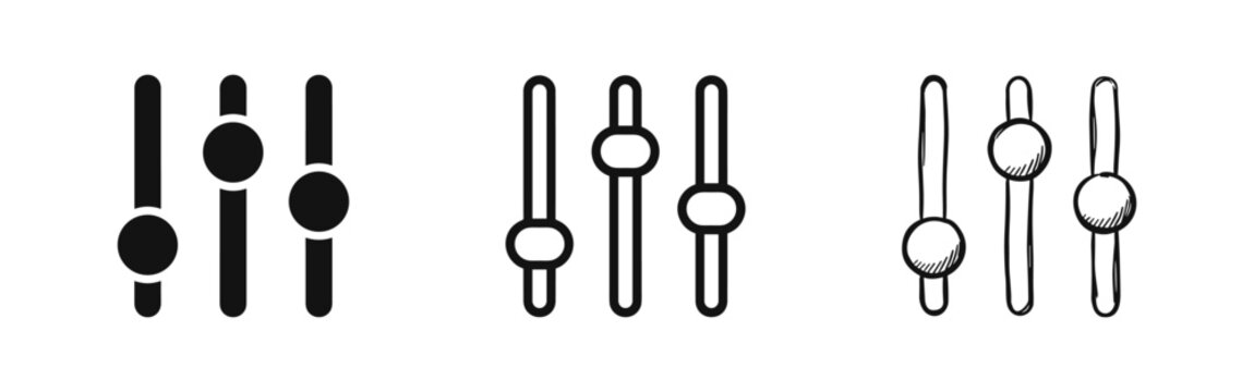 Slider control icon set, adjustment interface, web UI design elements
