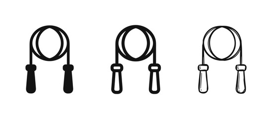 Jump rope icon set, fitness and exercise equipment © drawing lines