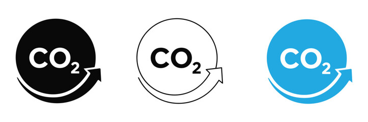 Fototapeta premium Carbon dioxide recycling symbol icons in black, White and blue