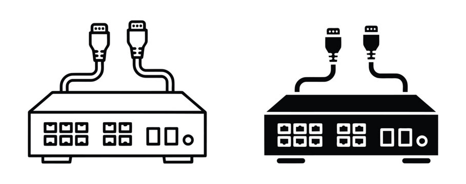 Network Switch Icons, Ethernet Router Vector Graphics, Computer Network Hardware Set. of network router icon, modern internet hardware device symbol on a transparent background. 