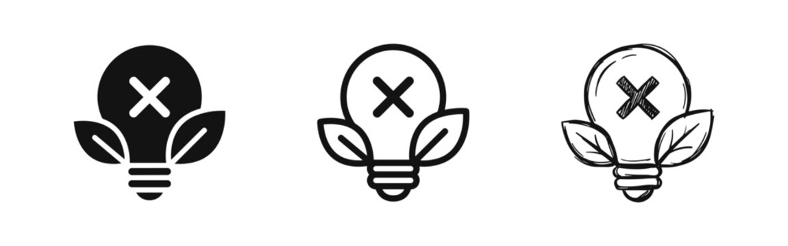 No good idea and rejected innovation icons set
