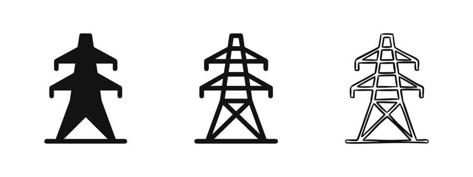 Electrical Power Transmission Tower Icons Collection