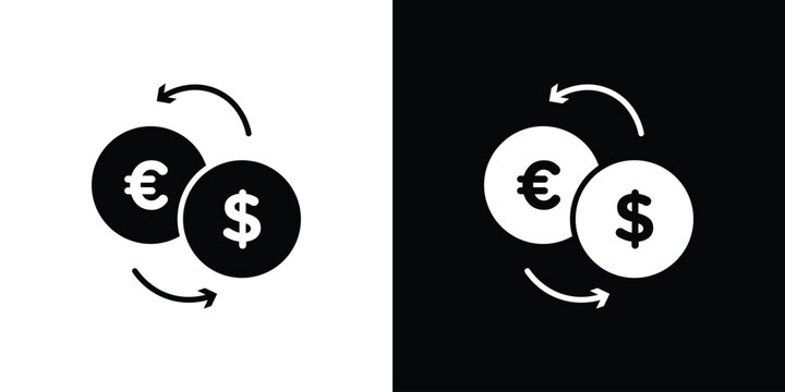Money exchange icon flat design concept in black