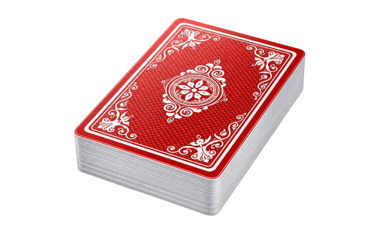 Full Stack of Red Playing Cards Isolated on Black Background