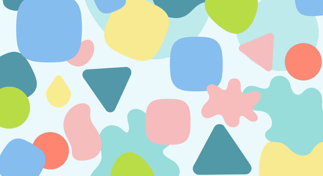 Abstract Colorful Organic Shapes - Soft Pastel Geometric Background