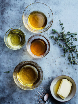 different cooking oils and butter