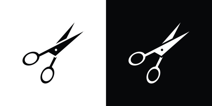 Scissors icon flat design concept in black