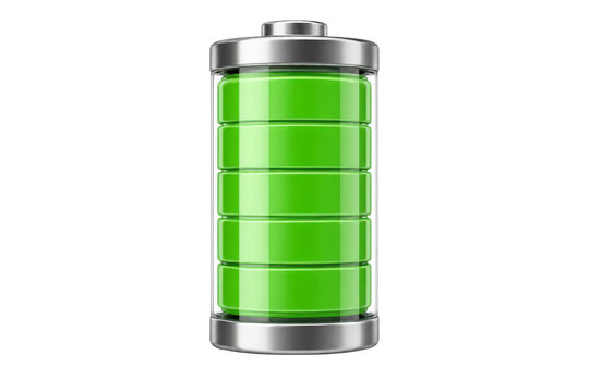 Glossy Green Battery Fully Charged Icon 3D Rendering
