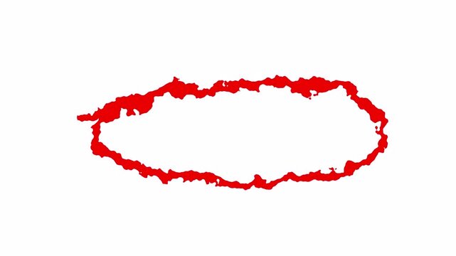 ellipse. red scribble animation 4k as a marker pointing in transparent background