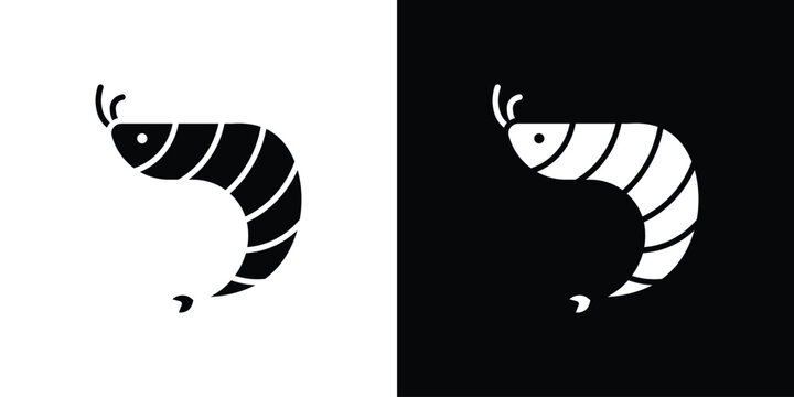 Shrimp icon flat design concept in black