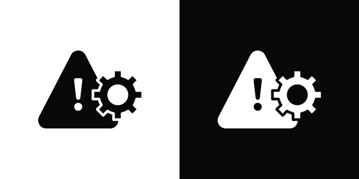 Technical warning icon flat design concept in black