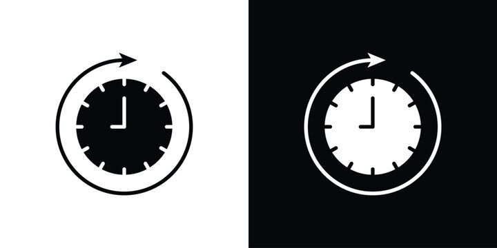 Time forward icon flat design concept in black