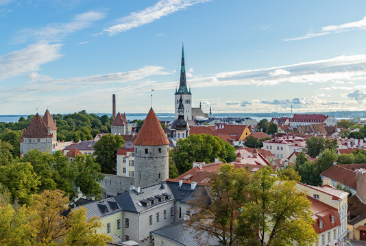 Nun Tower and Walls and Saint Olaf's Church in Tallinn
