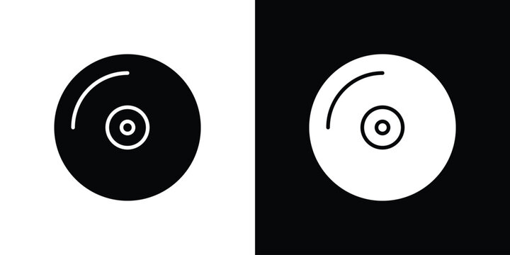 Vinyl icon flat design concept in black