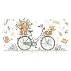 Fototapeta premium Vintage bicycle with flower baskets 6.