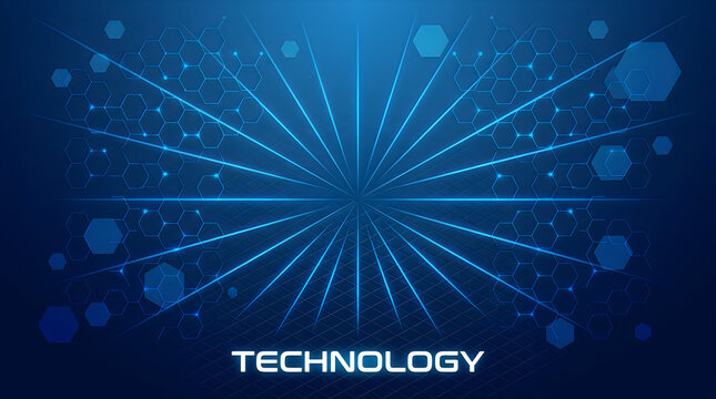 Technology Concept with Hexagons and Lines on Isolated on a transparent background