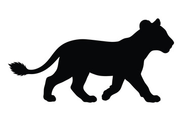 Silhouette of a lion cub walking on transparent background © pexeldesk