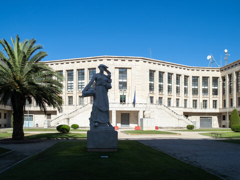 Palazzo M (Mussolini) in Latina, landmark building from the '30s in a fascist architectural style, Italy
