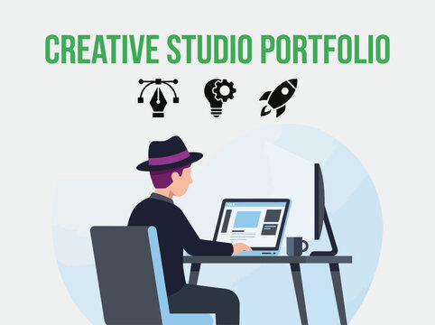 Creative Studio Portfolio Concept Illustration