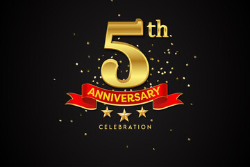 Golden 5th Anniversary Celebration Banner for Wedding and Business © Deepak