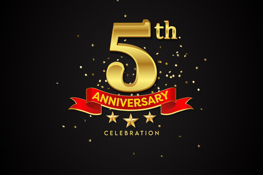Golden 5th Anniversary Celebration Banner for Wedding and Business