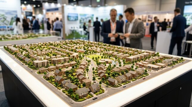 Architectural Model Display of Urban Development Project at Exhibition.