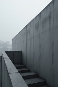 Encuadre editorial de un muro urbano y escaleras que resalta l&iacute;neas audaces y una composici&oacute;n minimalista