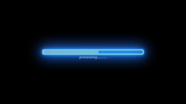 Loading Icon Animation. Loading bar downloading bar loading screen pixelated progress animation Loading Transfer Download 0-100% in black background.