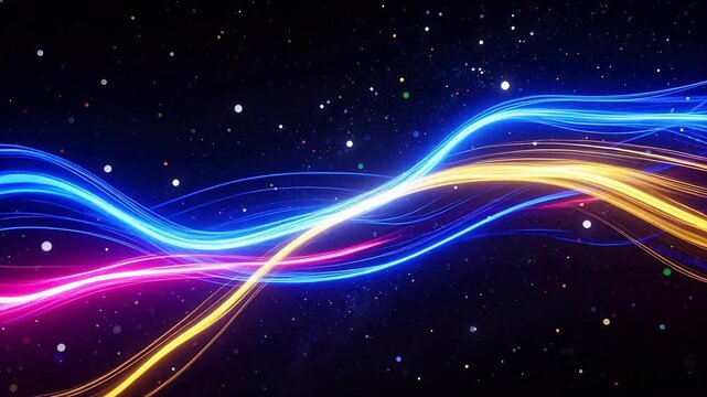 Colorful abstract light waves in space