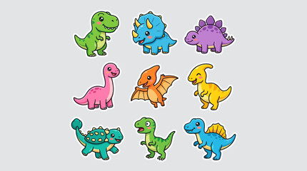 Collection of cute cartoon dinosaurs © Fcraw