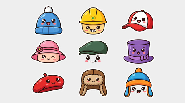 Collection of cute cartoon hats and headwear