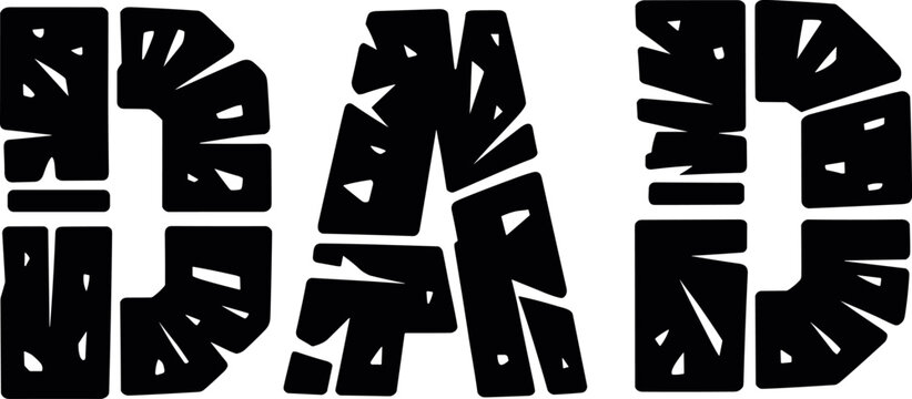 Vector typography design featuring the word DAD with a cracked or fragmented textured effect for creative projects