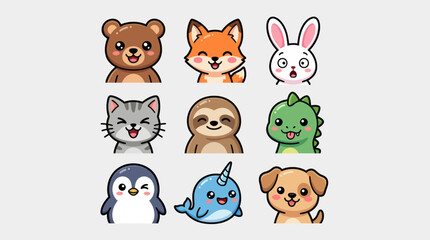 Cute cartoon animal portraits collection © geol