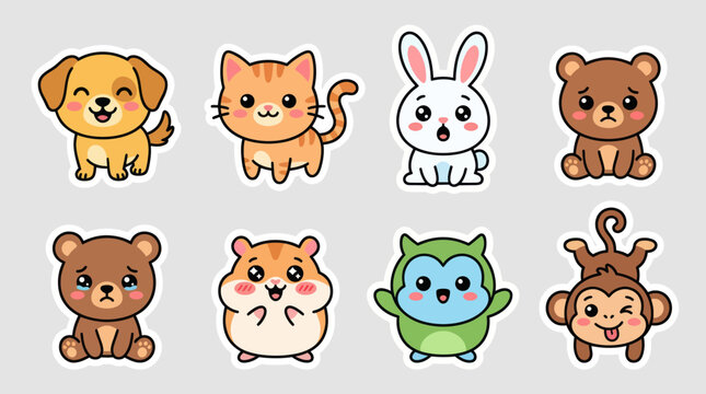Cute cartoon animal characters collection