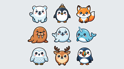 Cute cartoon arctic animals collection © Geovani