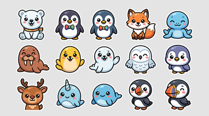 Cute cartoon arctic animals collection © Geovani