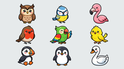Cute cartoon birds collection © Geovani
