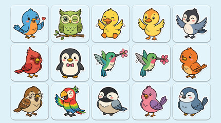 Cute cartoon birds collection © Geovani